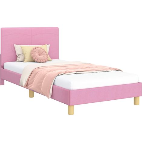 Children's Bed Frame with Headboard Pink 90 x 190 cm Fabric vidaXL