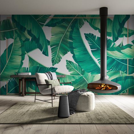 Papier Peint Feuillage - Feuilles de Bananiers en Cadre - 150 x 250 cm (1/2)