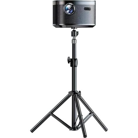 Support pour Projecteur avec Trépied 32-60cm, Socle de Projecteur avec Filetage 1/4" de Pouce et Rotule Pivotante 360°, Noir (1/5)