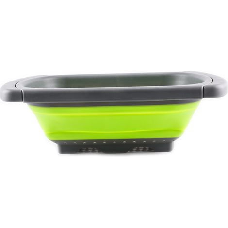 Passoire pliable pour évier, passoire à fruits et légumes, verte 15,5 pouces L