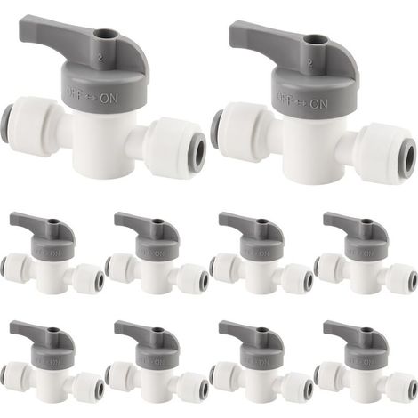10er-Pack weiße 1/4-Zoll-Schnellabsperrventile für Tropfbewässerung, Steckkupplungen für 1/4-Zoll-Schläuche (1/4)