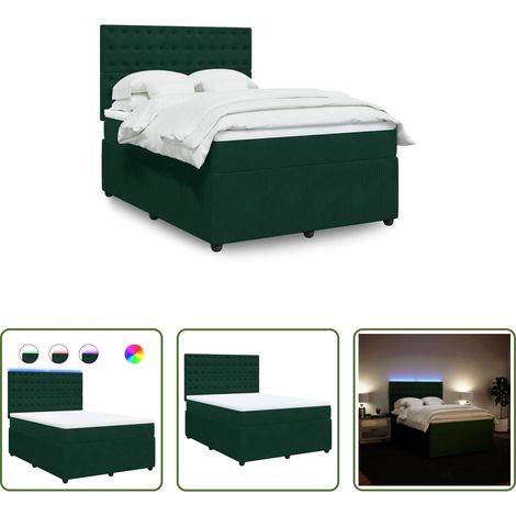Sommeil réparateur - Sommier à lattes de lit et matelas Vert foncé 140x200cm Velours (1/5)