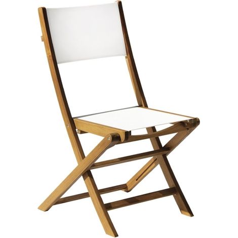 Holzklappstuhl weiß textilene Sitz Outdoor Garten Hiva (1/4)
