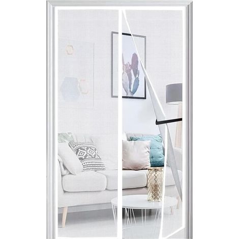 Mosquito net door 120x210cm, magnetic fly screen door window upgrade 2025, fly protection for hallways, doors, patio, easy-to-install seal, white MUMU (1/4)