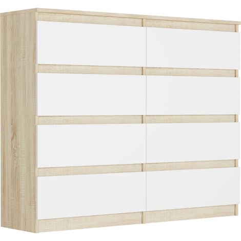 Jugendkommode mit Schubladen Sonoma Mix Weiß, 120 x 40 cm - Modern R120S8 (1/5)