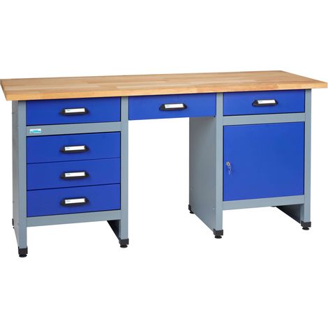 Kupper – Établi 12577 l. 170 cm – 1 porte verrouillable – 6 tiroirs de rangement – Pour espaces de travail – Dimensions h. 84 cm x p. 60 cm