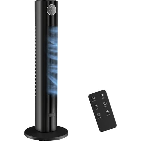 HOMCOM 28dB Tower Fan for Bedroom, 26 ft/s Velocity Standing Fan, Black