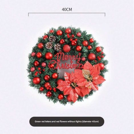 Guirlande de Noël 39,8 cm pour porte d'entrée, décoration de sapin avec pommes de pin et baies, artificielle pour fête, table, cheminée, porche, mur, Nouvel An et Noël (1/3)