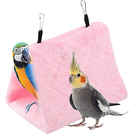 Pivoine Perroquet Hamac Nid D'oiseau Chaud Doux Hamac en Peluche Suspendu Cage Tente pour Oiseaux Perroquet Hiver Chaud Lit Pet Jouet Poche Coton Lit(S-Rose)