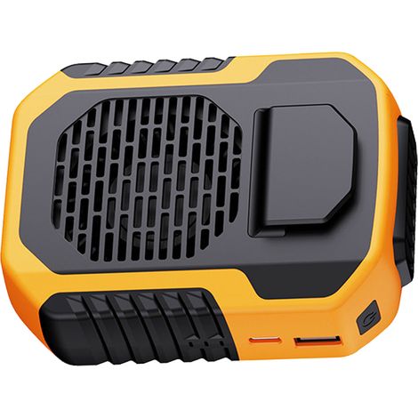 Ventilateur rafraîchissant portable à 3 vitesses, clip ceinture/tour de cou, rechargeable USB, idéal pour les voyages et le travail en extérieur (orange). (1/5)