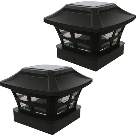 1 X Lampe Solaire Exterieur Lumières Solaires De Chapeau De Poteau Lampe LED Etanche pour Jardin Terrasse Clôture 4X4 inch,Black (1/5)