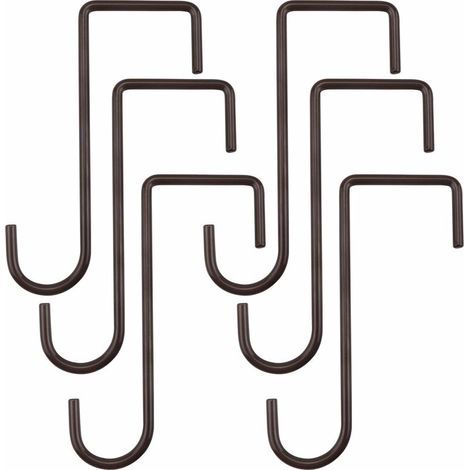 6 Pack 2 x 6 in. Fence Hooks Patio Hooks Brown Powder Coated Steel Hangers Can be easily used for vinyl fences, indoor and outdoor hanging lights, plants and planters, mangers (1/4)