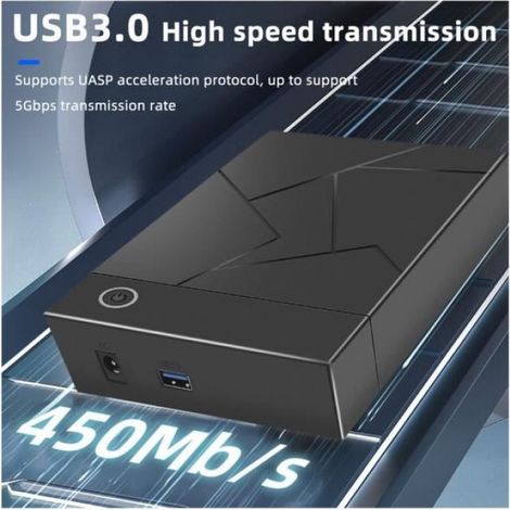 Boîtier de Disque Dur Externe - - 3,5 Pouces - USB 3.0 - Prise UE - Noir (1/4)
