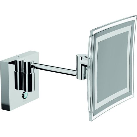 Inda - Specchio ingranditore 3x quadrato con luce LED a parete,