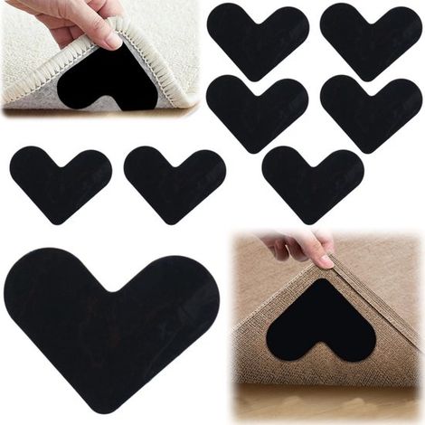 Stickers antidérapants lot de 8 - fixations tapis et yoga en forme de cœur, noirs (1/5)