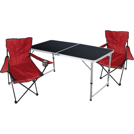 3-tlg Campingtisch + 2x Anlerstuhl Rot-MMC330872B+2xMPO2455 (1/4)