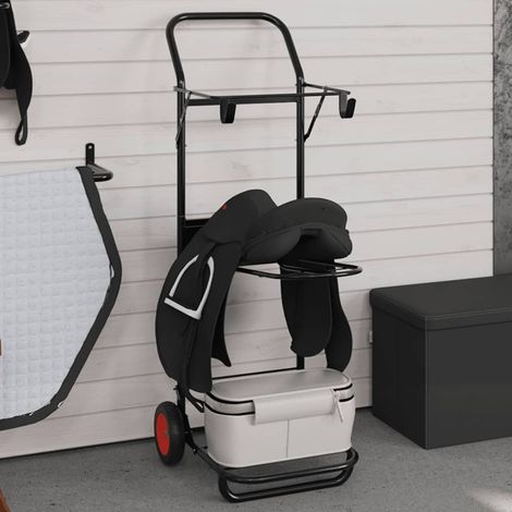 vidaXL Carrito de silla de montar plegable acero negro (1/2)