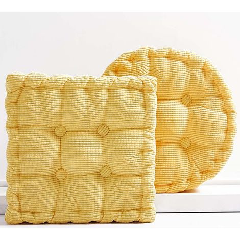 Oreiller de sol de méditation, coussins de sol carrés et ronds, coussin en chenille pour yoga, salon, balcon, tatami extérieur, 40,6 x 40,6 cm, jaune (1/5)