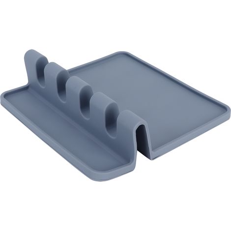 Cuillère à Soupe en Silicone Alimentaire, Support Multifonction pour Ustensiles de Cuisine, Gris (1/5)