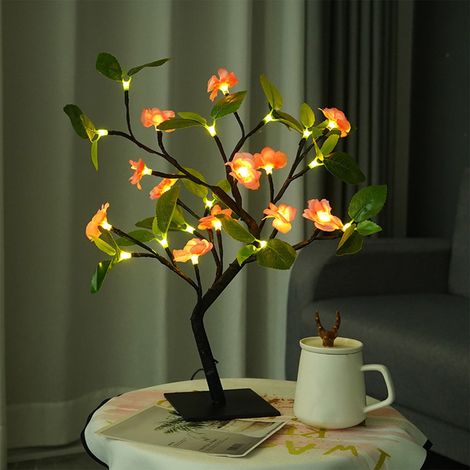 Arbre Lumineux - Lampe LED Décorative avec 24 Ampoules - Pour Chambre à Coucher et Intérieur - 40 x 11 cm - Alimentation USB (1/5)