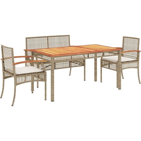 vidaXL Set da Pranzo da Giardino 4 pz con Cuscini Beige in Polyrattan (1/5)