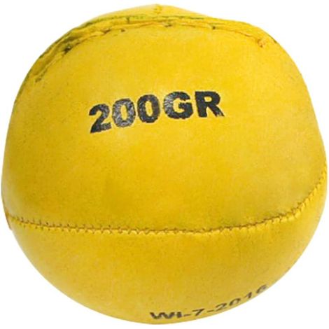 Wurf- und Schlagball 80 Gramm aus Rindsleder, 6,5 cm, gelb – Wurfball – Trainingsball