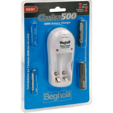 CARICABATTERIE BATTERIE RICARICABILI CARICA500 PACK BEGHELLI