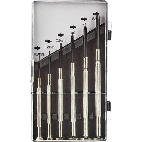 kwb Präzisions-Schraubendreher Schlitz / Flach Set für Fein-Mechanik, Mini-Schraubenzieher f. Uhrenmacher / Feinmechaniker, Werkzeug-Satz in Aufbewahrungs-Box, mit Grip-Oberfläche und Metall-Drehkappe