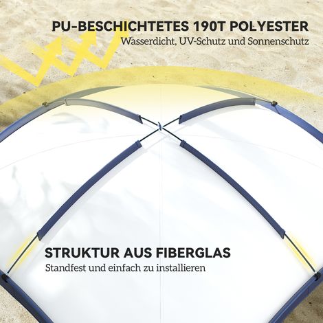 Tente dôme 6-8 personnes, abri de camping avec toile anti-UV et imperméable, dimensions 3,5x3,5x2,22 m, couleur ivoire (1/4)