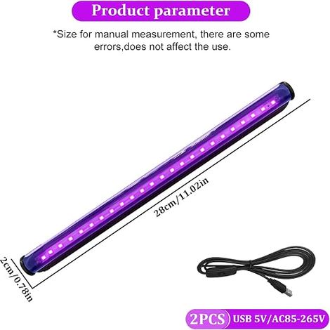 Portable Black Light Bars, UV LED Tube Lamp Purple for Party, Neon Painting, Aquarium, Fluorescent Poster (1/4)