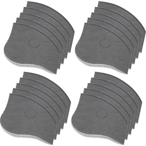 Lot de 20 filtres jetables à charbon actif, protection faciale anti-vent, accessoire de masque respiratoire, pièce de rechange (1/5)
