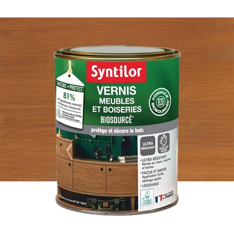 Vernis Meubles Et Boiseries Biosourcée SYNTILOR Chêne Moyen Satin 0,25 L (1/2)