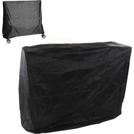 Silberne Tischtennisplattenabdeckung aus Polyester-Taft (190 g), wasserdicht, staubdicht, für Terrasse oder Balkon, mit Kordelzug, 155 x 75 x 150 cm, schwarz (1/5)