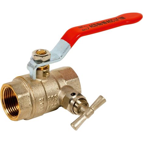 1 Vanne à sphère Laiton Femelle/Femelle Avec Purge Filetage 20/27 PN 25 Plomberie Chauffage