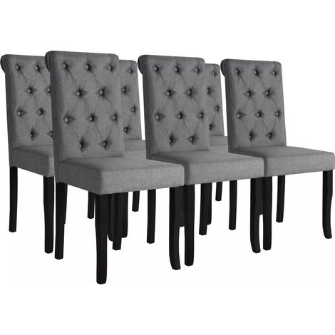 Juego de 6 sillas de comedor de cocina de diseño, elegantes y atemporales, en tela gris oscuro CDS022443