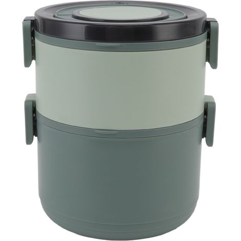 Stapelbare Lunchbox 1600 ml, zwei Fächer, Edelstahl, BPA-frei, hitzebeständig, langlebig, ideal für Büro und Reisen (grün). (1/5)
