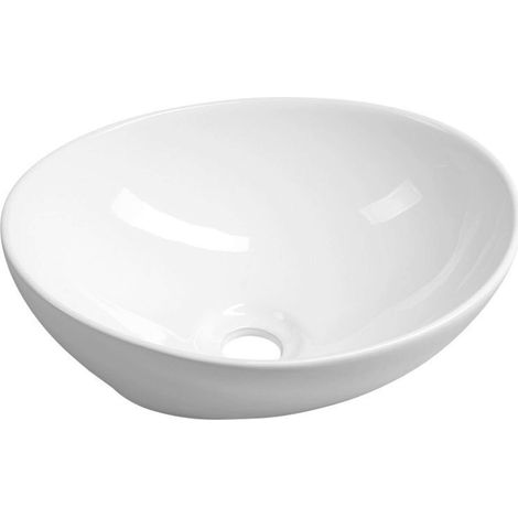 Aqualine Sanitari in ceramica - Lavabo da appoggio, 42x34 cm, senza foro per miscelatore, bianco 49412