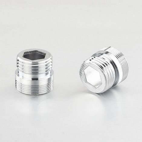 Deux adaptateurs pour robinet, filetage mâle 22 mm vers filetage mâle 18 mm, adaptés aux raccords de robinetterie de salle de bain et de cuisine. (1/4)