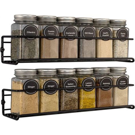 Wall-Mounted Kitchen Spice Rack, 2-Tier Stainless Steel Spice Storage Rack with Adhesive and Screws, Perfect for the Kitchen (1/4)