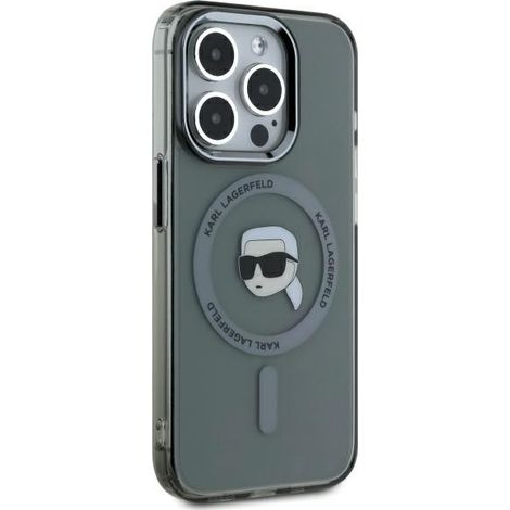 Funda rígida negra Karl Lagerfeld KLHMP15LHLSKIK para iPhone 15 Pro de 6,1 pulgadas con IML Metal y cabezal MagSafe. (1/5)