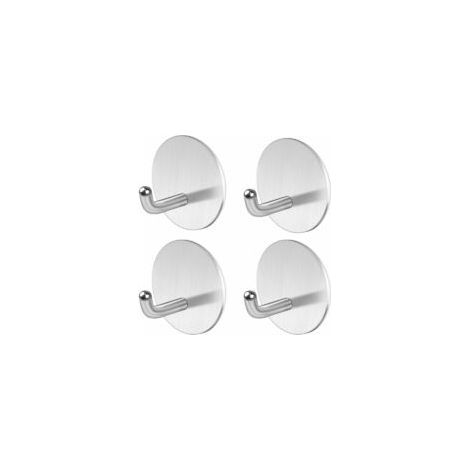 4-Piece Stainless Steel Adhesive Wall Hooks, Bathroom Towel Hooks, Wall-Mounted Hooks without Drilling, Kitchen Hooks, Door Hooks, Adhesive Towel Hooks (1/5)