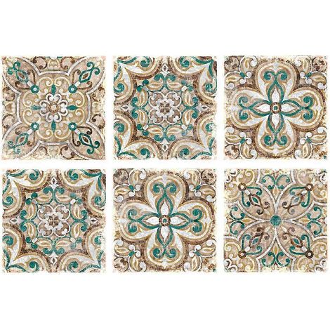 10 Stück kreative marokkanische Fliesenaufkleber zum Selbermachen, klassisch, abnehmbar, wasserfest, rutschfest, für Wand, Bad, Boden, Heimdekoration, 20 x 20 cm-20.00X20.00X0.40CM-Green (1/4)