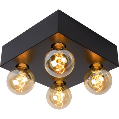 Plafonnier Lucide Surtus métal noir 4xE27 dimmable (1/5)