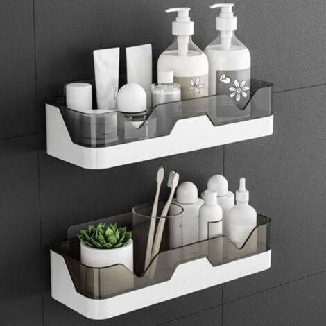Set of 2 No-Drill Shower Shelves, Wall-Mounted Shower Caddy, Shower Organizer, Storage Baskets for Bathroom/Kitchen (1/5)