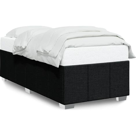 Lit simple Lit adulte Cadre de lit sans matelas noir 100x200 cm tissu (1/5)