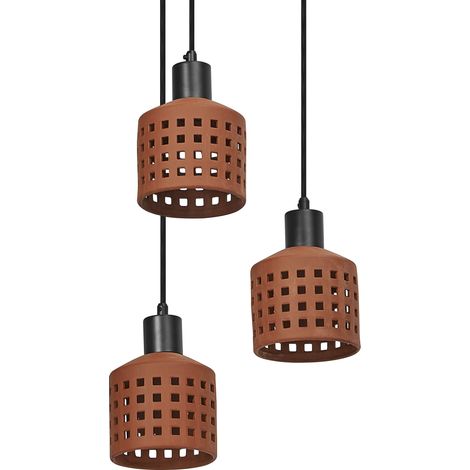 OSRAM Decor Suspension décorative en terre cuite avec motif ajouré, 3 têtes, avec culot E27, 325 mm, IP20, marron (1/5)