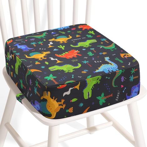 Rehausseur Chaise Enfant, Soutien Portable Chaise Surélevée, Adapté pour les Repas des Jeunes Enfants, Coussin de Chaise Surélevée Facile à Nettoyer (Black) (1/5)