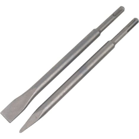 Scalpelli/Scalpello a punta e piatto/taglio 250mm attacco SDS Plus set 2 pz