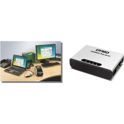 Server di stampa DYMO LabelWriter con supporto Ethernet LAN per stampanti etichettatrici elettroniche serie LabelWriter, compatibile con vari linguaggi e configurazioni (1/4)