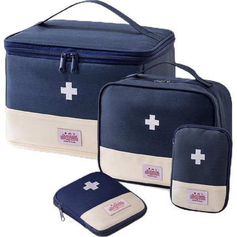 4er Set Medikamententaschen, Reiseapotheke, wasserdicht, blau